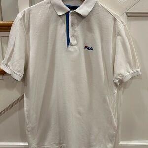 Fila White and Blue Polo Shirt Classic Design